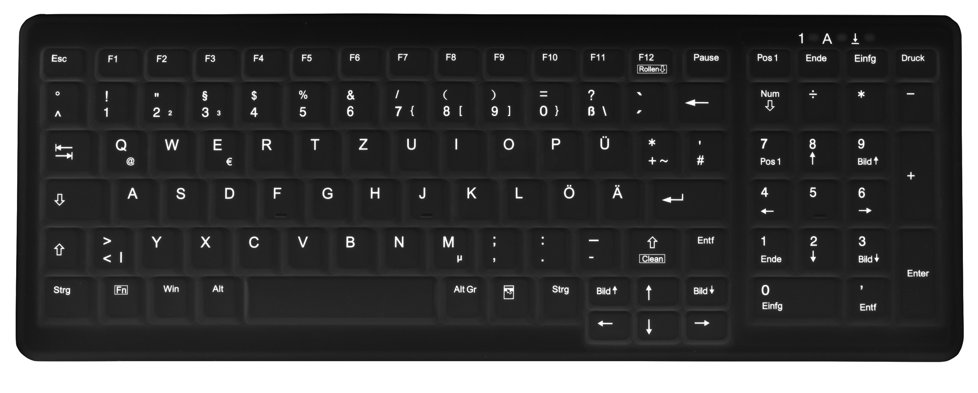 compact wireless Silicone keyboard with exchangeable membrane and clean