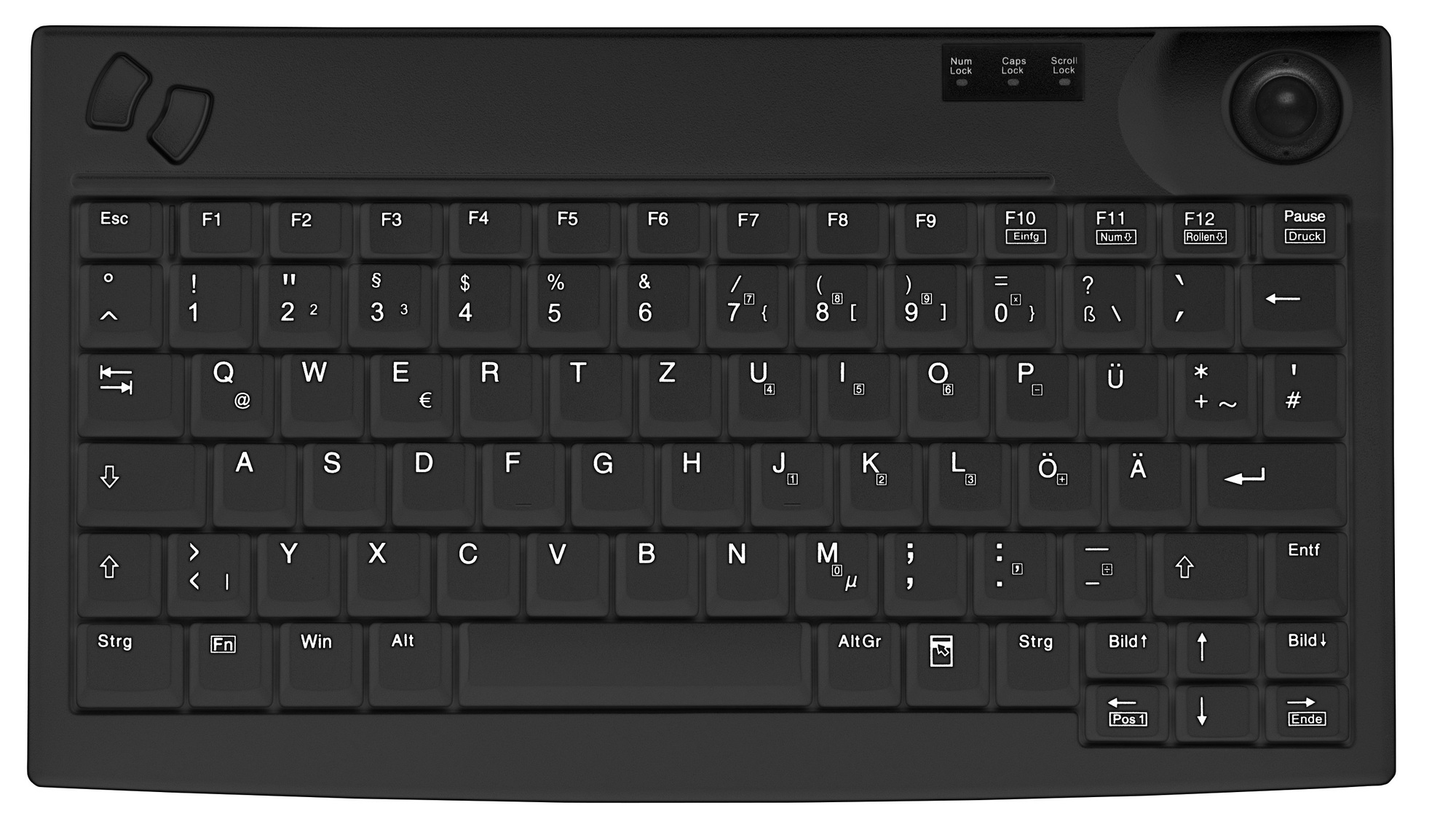 compact Industrialkeyboard with trackball, AK-440-T – Ateg